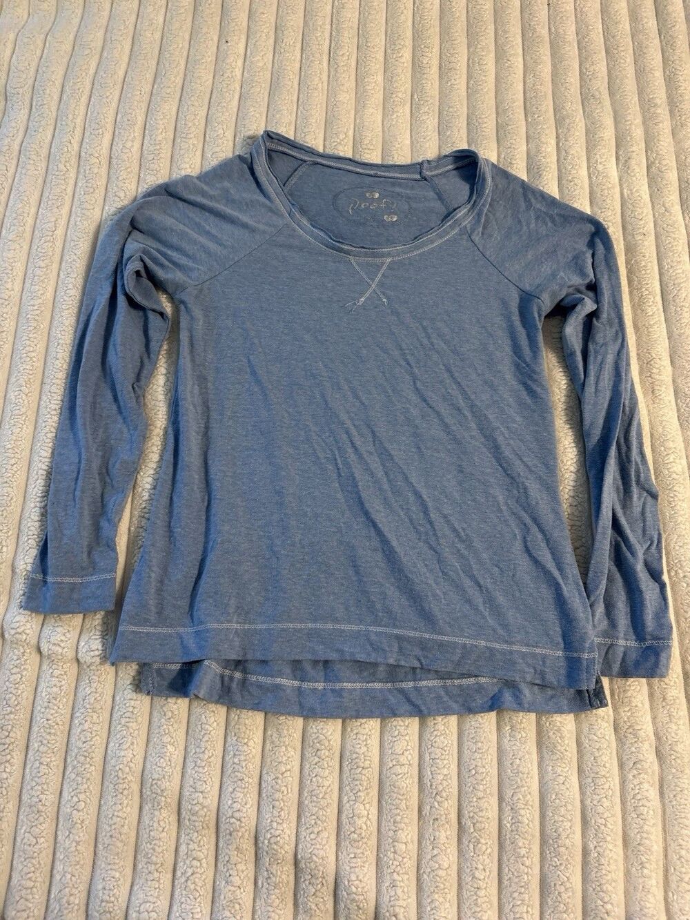 Poof! Long Sleeve T Shirt Women’s Medium Blue Beachy Summer Surfer Top